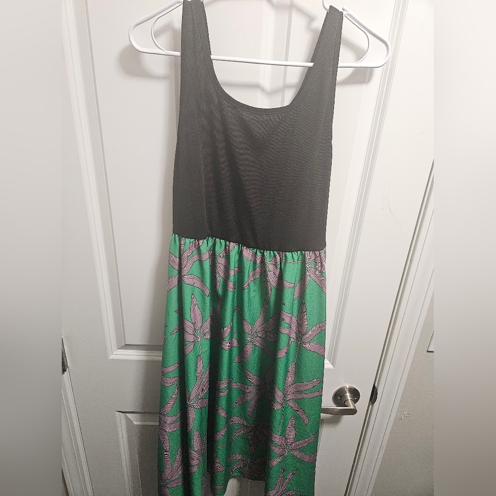 SHEIN Curve Green and Pink Patterned Dress